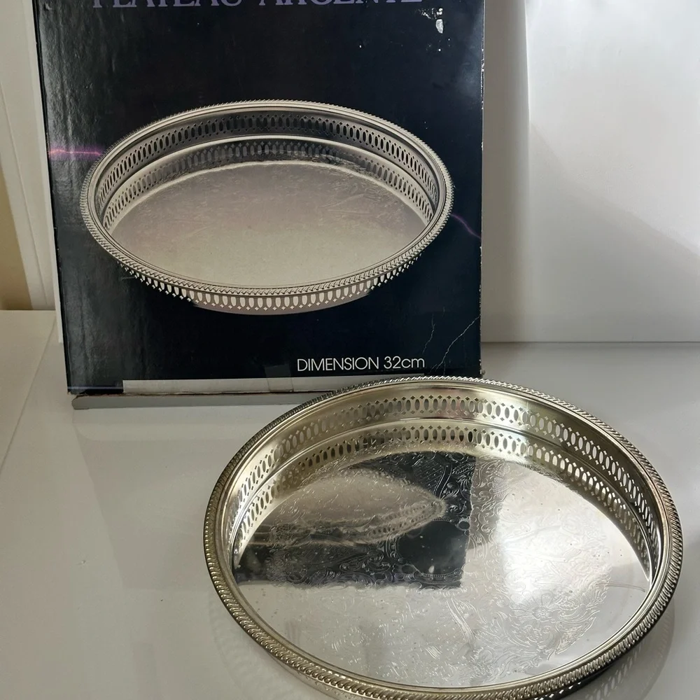 Silver Decorative Serving Tray - Elegant Home Kitchen Accent